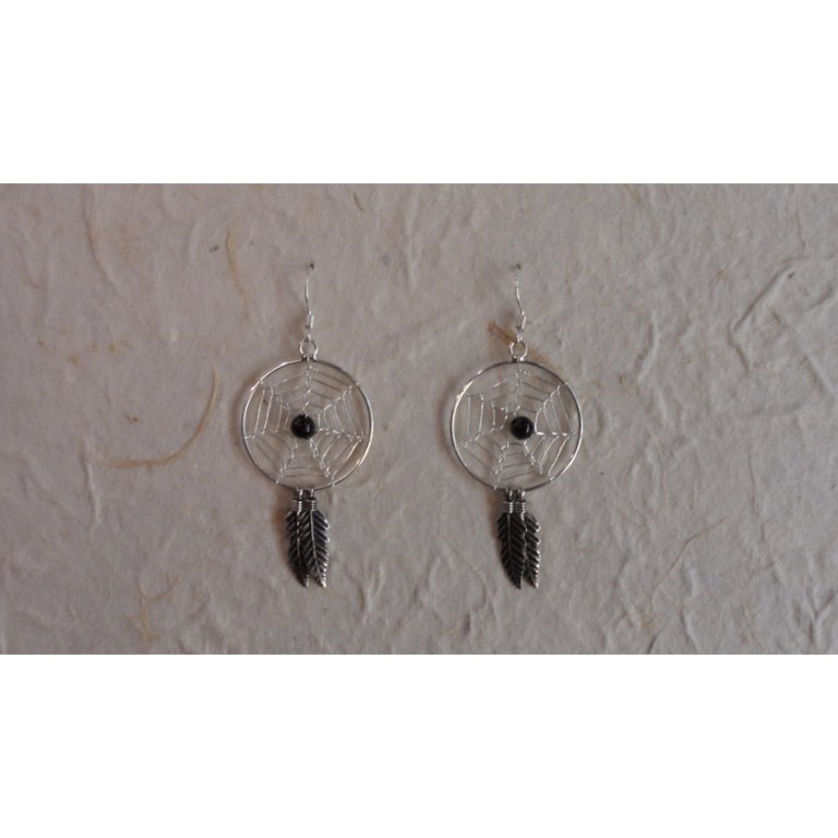 Boucles d'oreilles attrapes rêves 22 perle noire