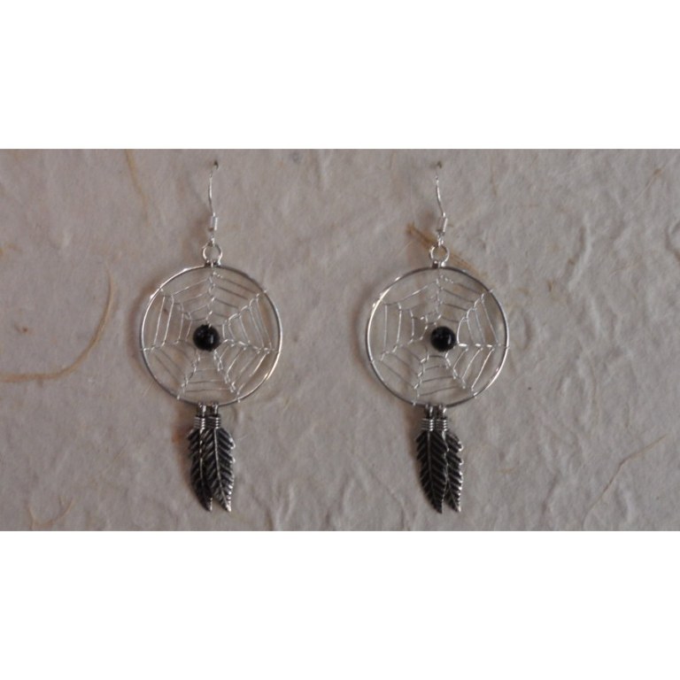 Boucles d'oreilles attrapes rêves 22 perle noire