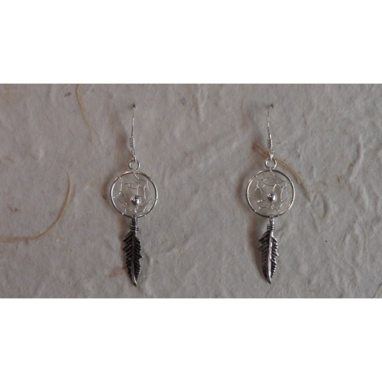 Boucles d'oreilles attrapes rêves 11 perle argent