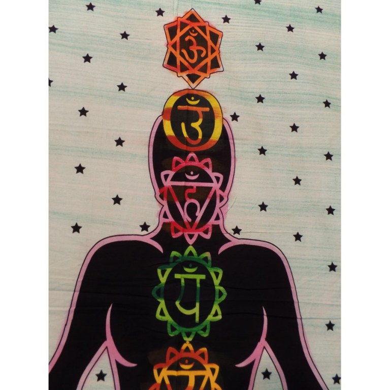 Tenture 7 chakras strié vert