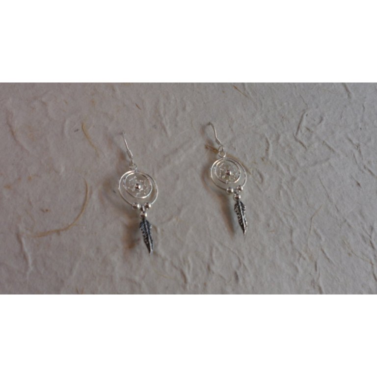 Boucles d'oreilles attrapes rêves 13 double cercles