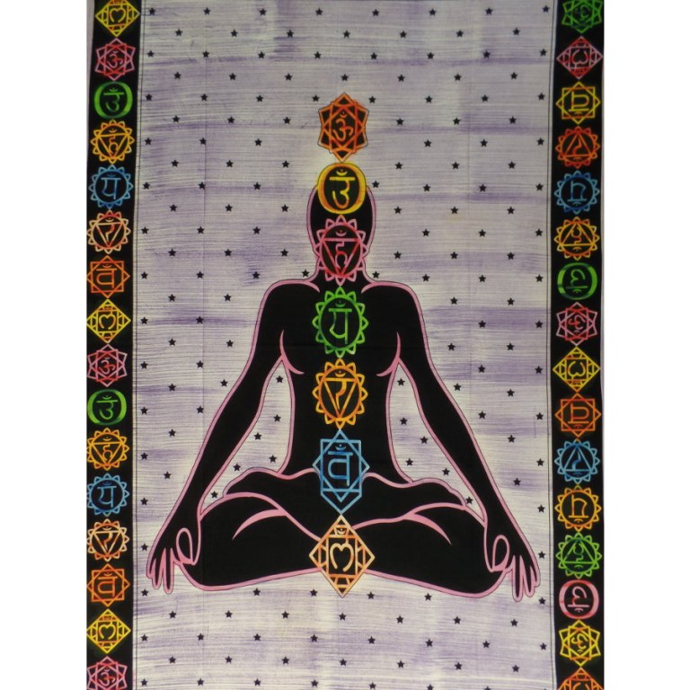 Tenture 7 chakras strié violet