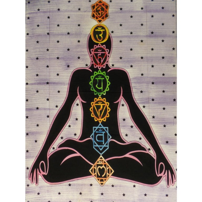 Tenture 7 chakras strié violet