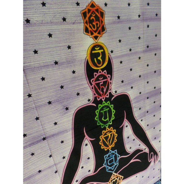 Tenture 7 chakras strié violet