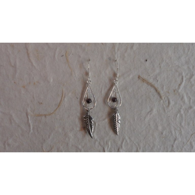 Boucles d'oreilles attrapes rêves goutte perle noire