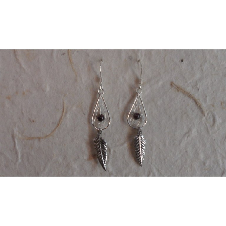 Boucles d'oreilles attrapes rêves goutte perle noire