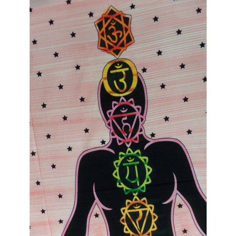 Tenture 7 chakras strié rouge