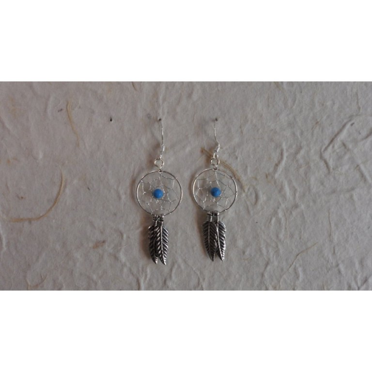 Boucles d'oreilles attrapes rêves 14 perle bleue