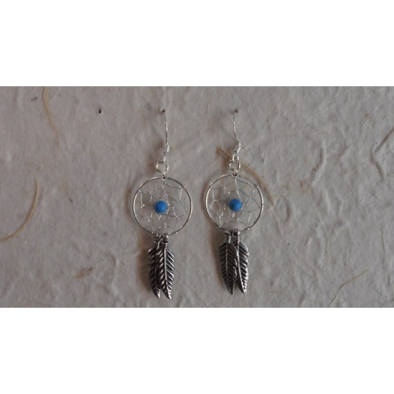 Boucles d'oreilles attrapes rêves 14 perle bleue