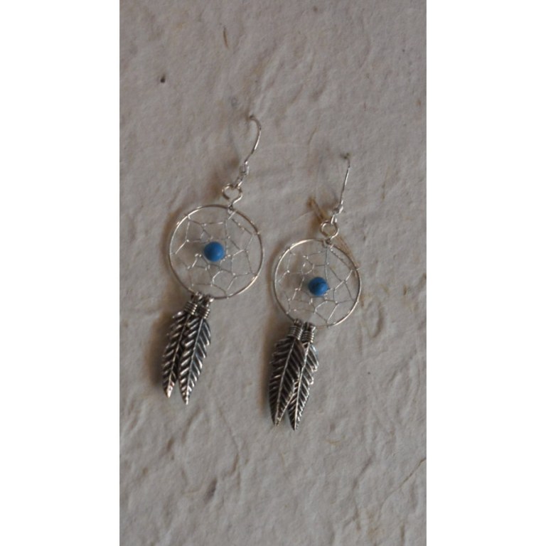 Boucles d'oreilles attrapes rêves 14 perle bleue