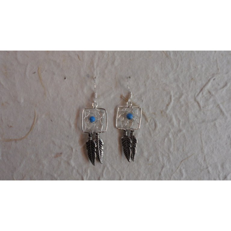 Boucles d'oreilles attrapes rêves carré