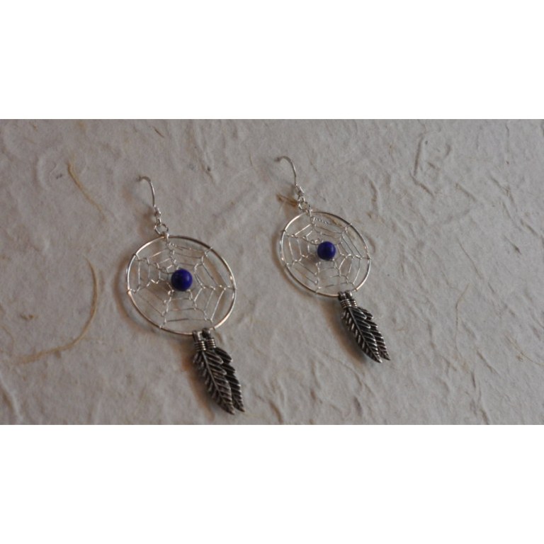 Boucles d'oreilles attrapes rêves 20 perle marine