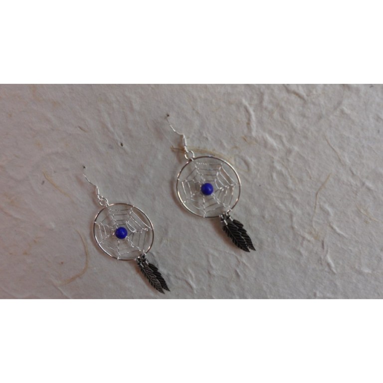 Boucles d'oreilles attrapes rêves 20 perle marine