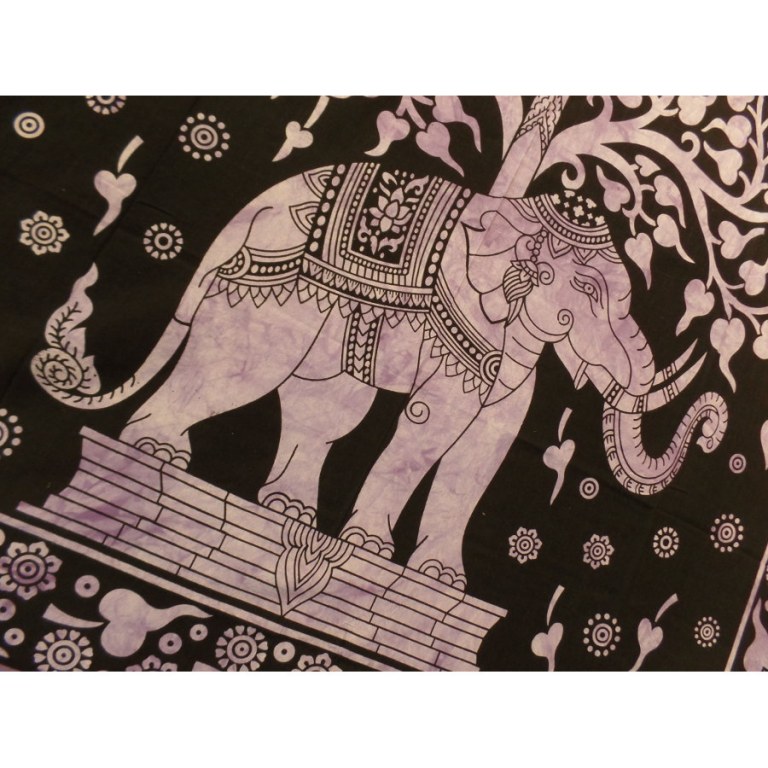 Tenture mauve arbre de vie et éléphant