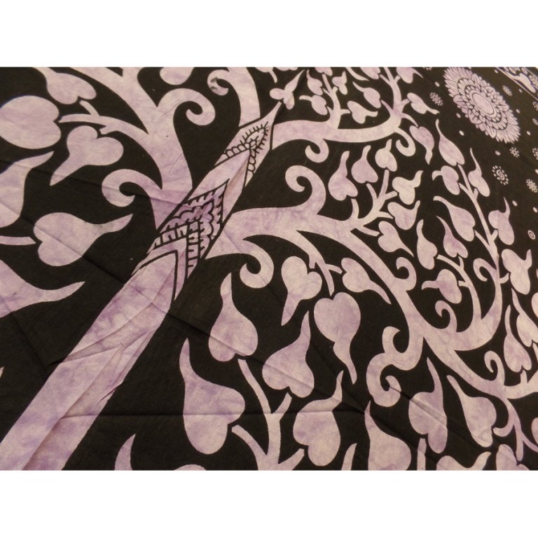 Tenture mauve arbre de vie et éléphant