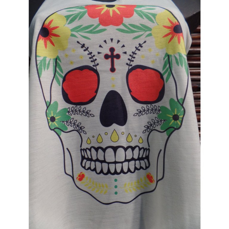 Débardeur Santa Muerte blanche motif color