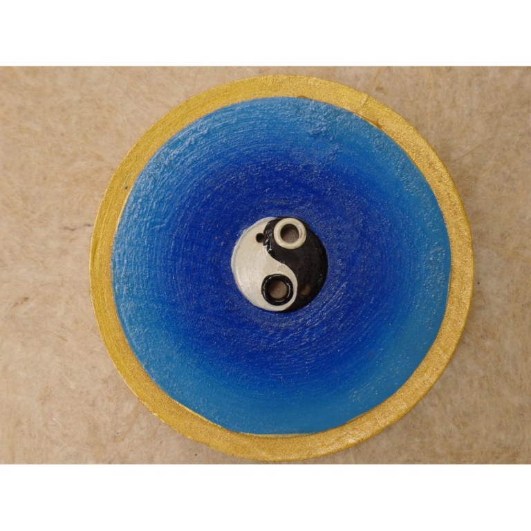 Porte encens yin yang bleu