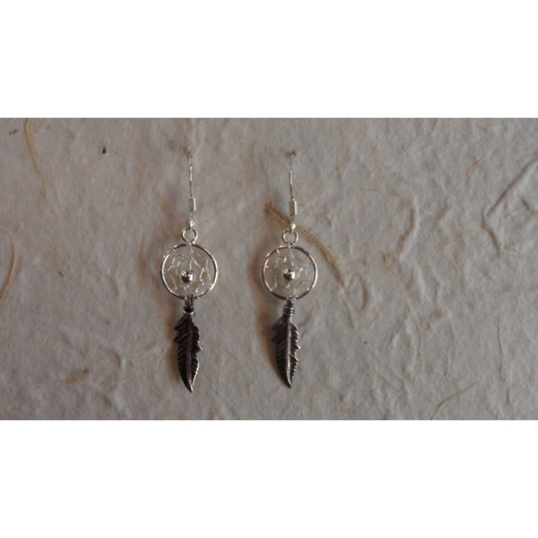 Boucles d'oreilles attrapes rêves 10 perle argent