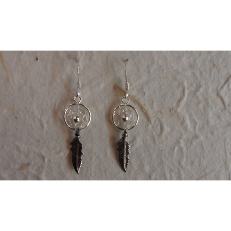 Boucles d'oreilles attrapes rêves 10 perle argent