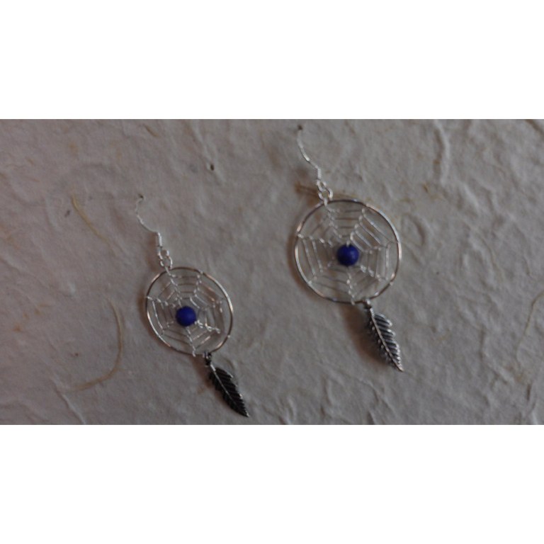 Boucles d'oreilles attrapes rêves 19 perle marine