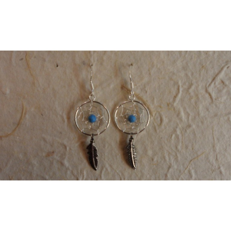 Boucles d'oreilles attrapes rêves 15 perle bleue