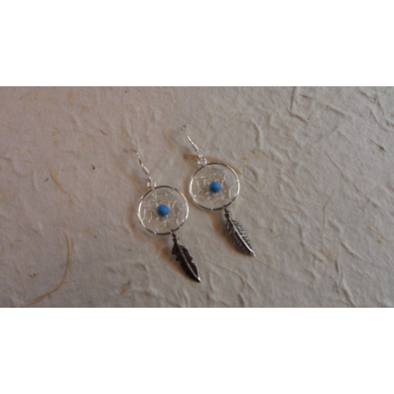 Boucles d'oreilles attrapes rêves 15 perle bleue