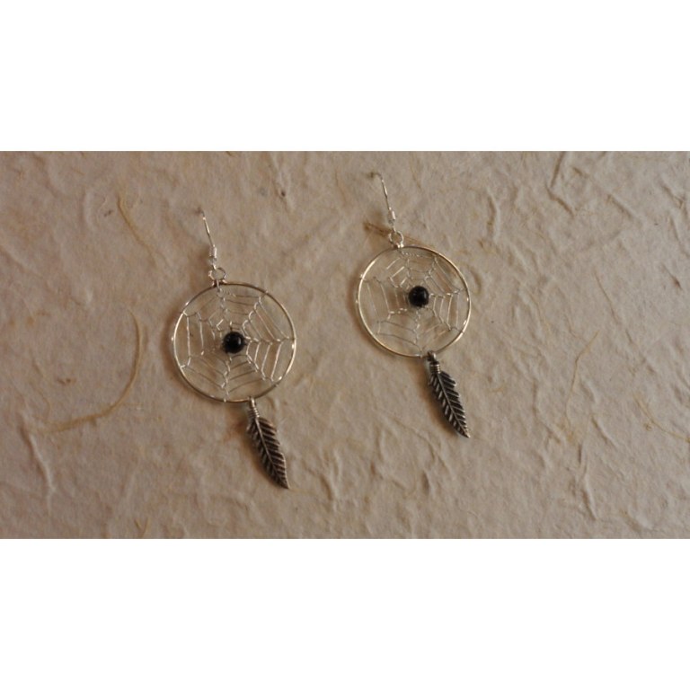 Boucles d'oreilles attrapes rêves 22 perle noire