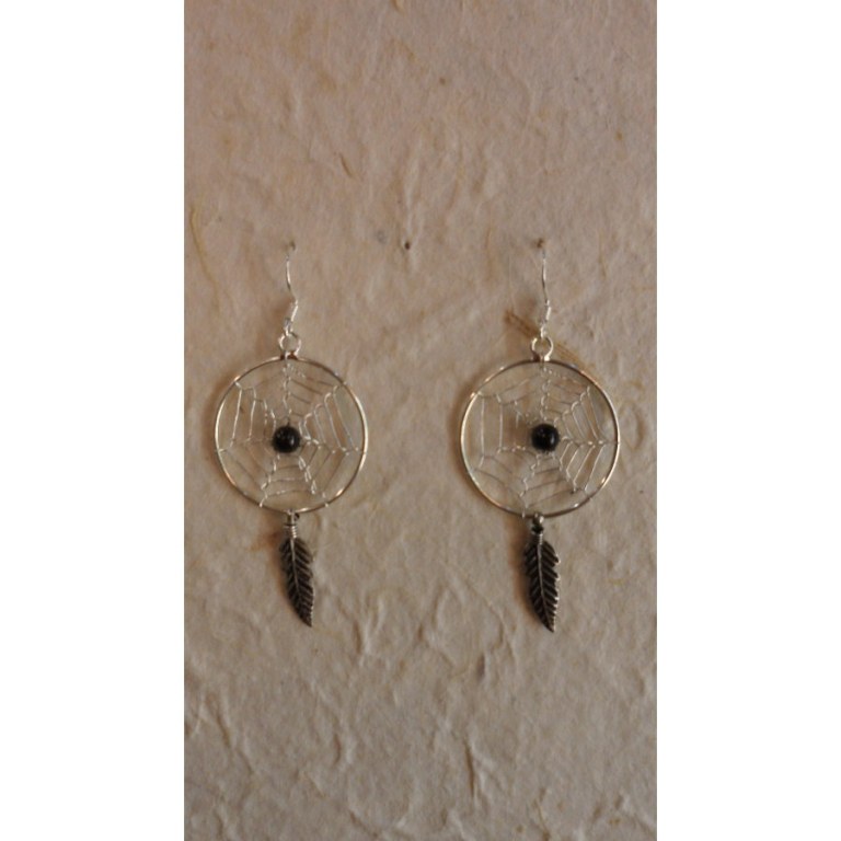 Boucles d'oreilles attrapes rêves 22 perle noire