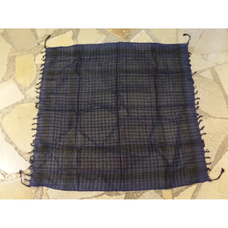 Foulard Riyad carreaux bleu marine/noir