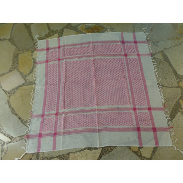 Foulard Riyad carreaux blanc/rose pâle