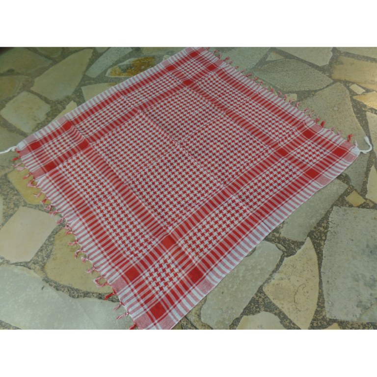Foulard Riyad carreaux blanc/rouge
