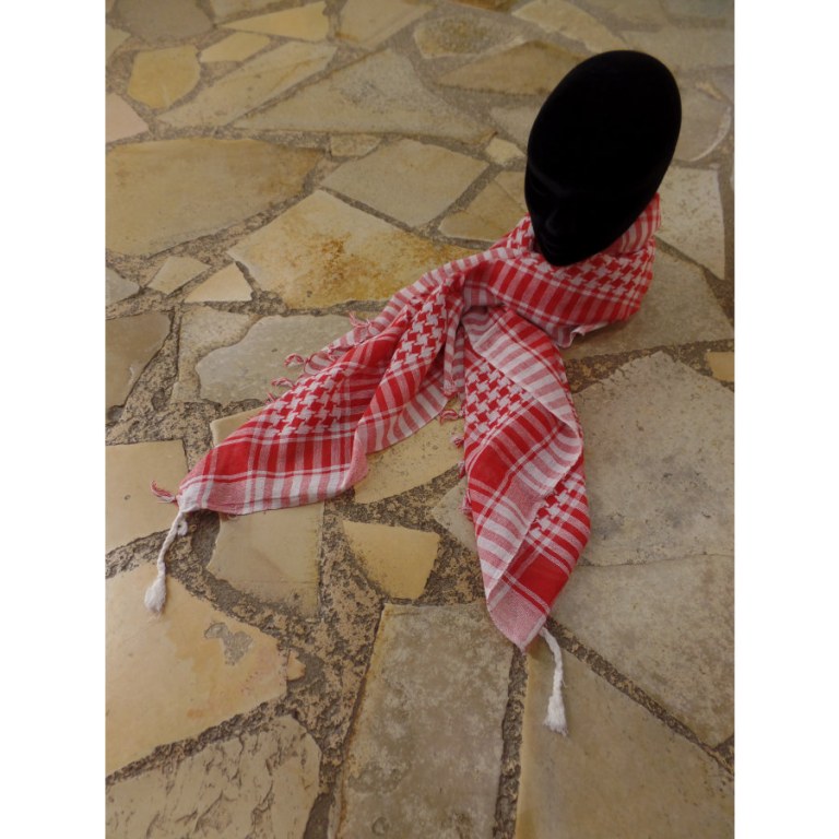 Foulard Riyad carreaux blanc/rouge