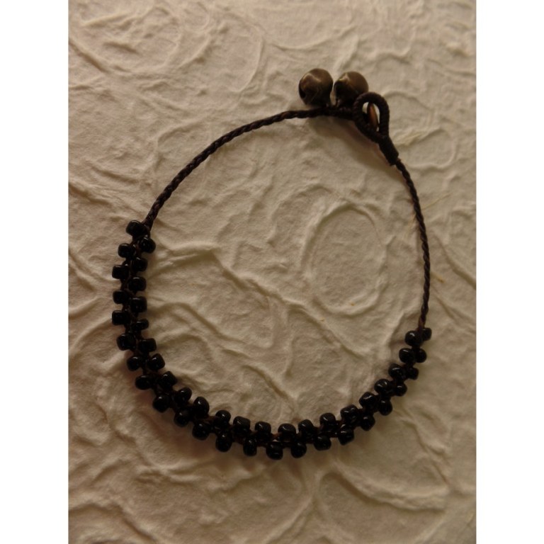 Bracelet de cheville perles noires