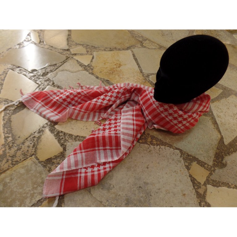 Foulard Riyad carreaux blanc/rouge
