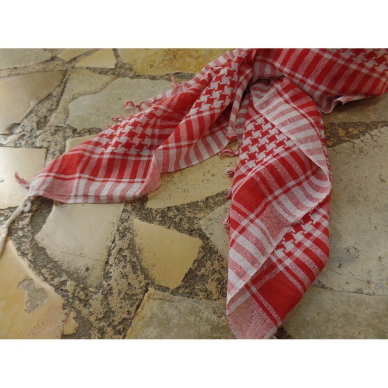 Foulard Riyad carreaux blanc/rouge