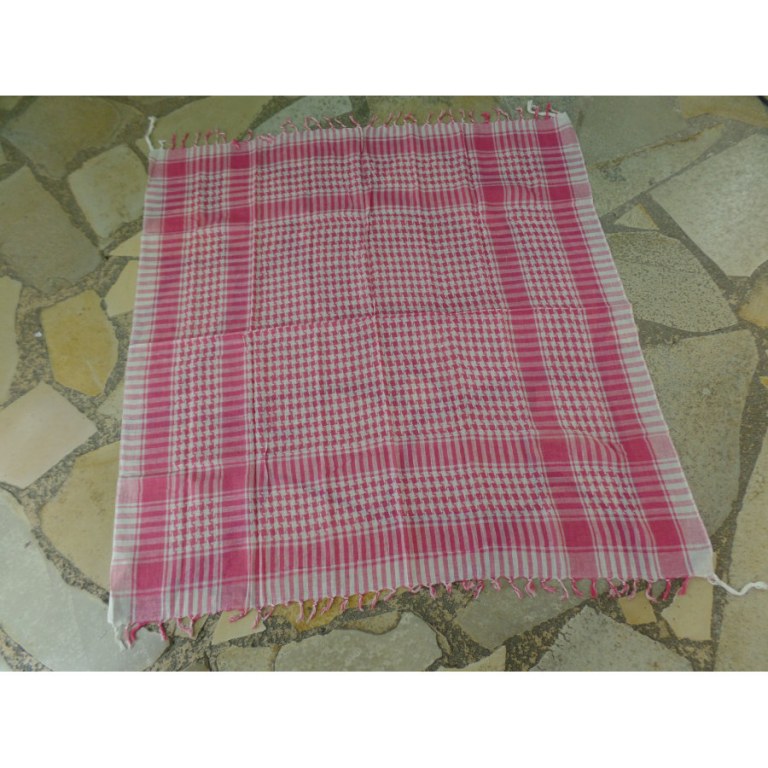 Foulard Riyad carreaux blanc/rose dragée