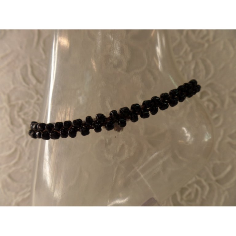 Bracelet de cheville perles noires