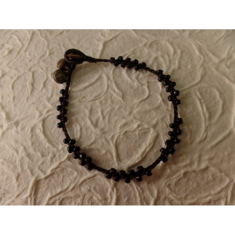 Bracelet de cheville 2 perles noires