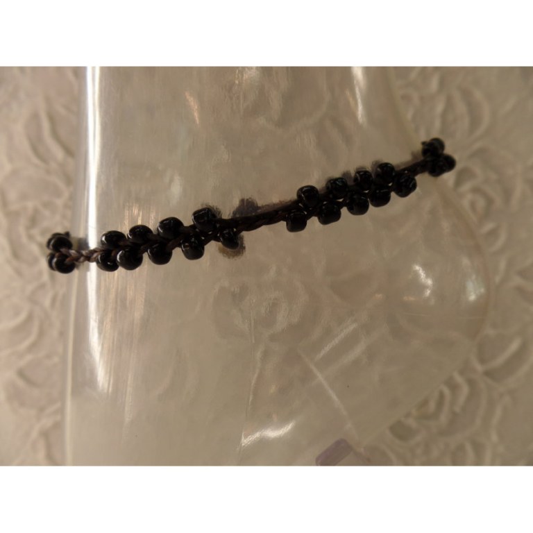 Bracelet de cheville 2 perles noires