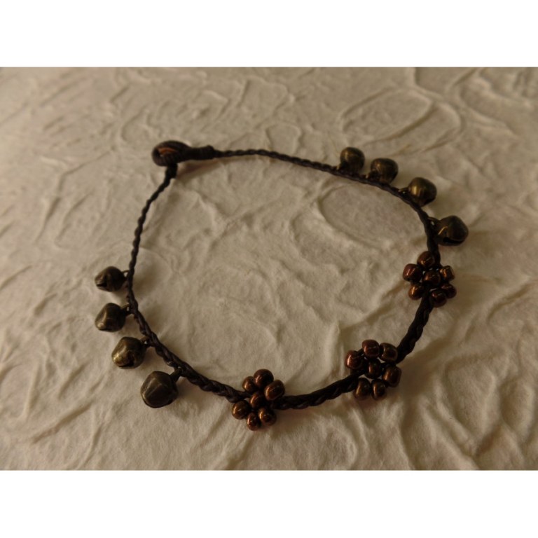 Bracelet de cheville bronze 3 flowers