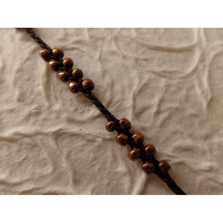 Bracelet de cheville perles vieux bronze