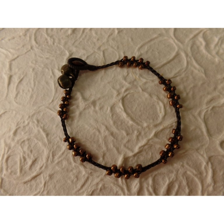 Bracelet de cheville perles vieux bronze