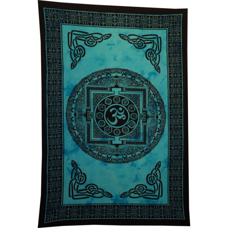 Tenture mandala Aum bleu