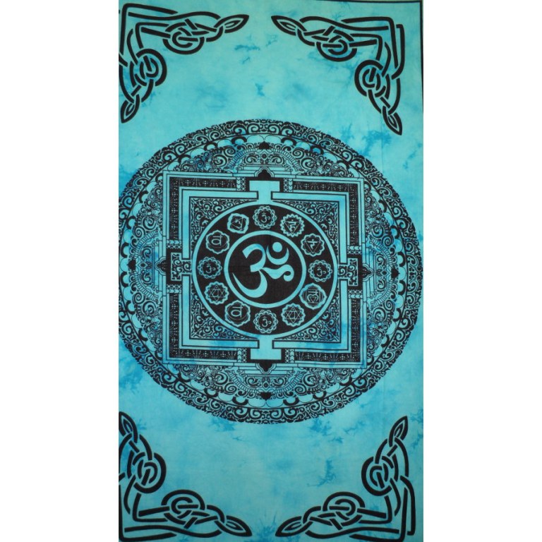 Tenture mandala Aum bleu