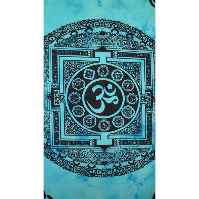 Tenture mandala Aum bleu