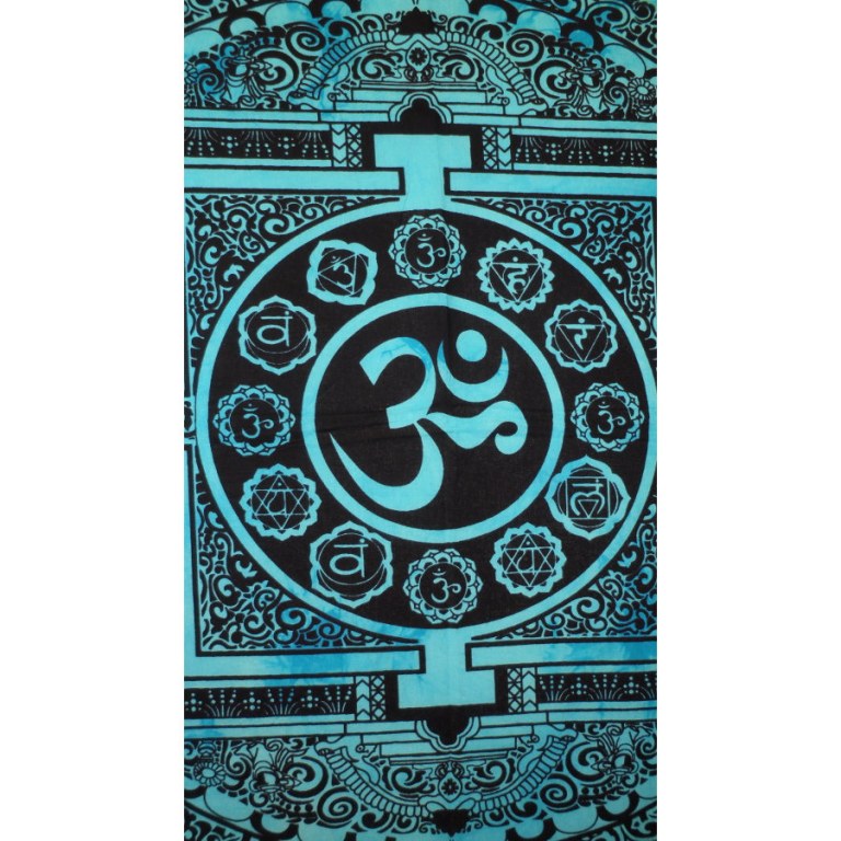 Tenture mandala Aum bleu