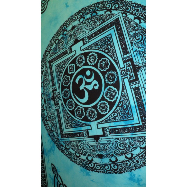 Tenture mandala Aum bleu