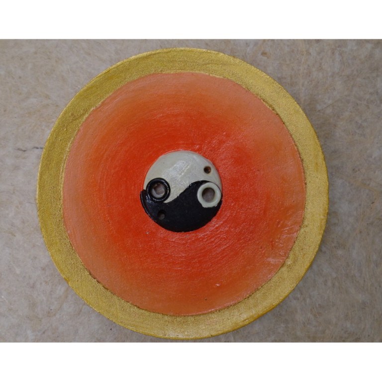 Porte encens orange yin yang