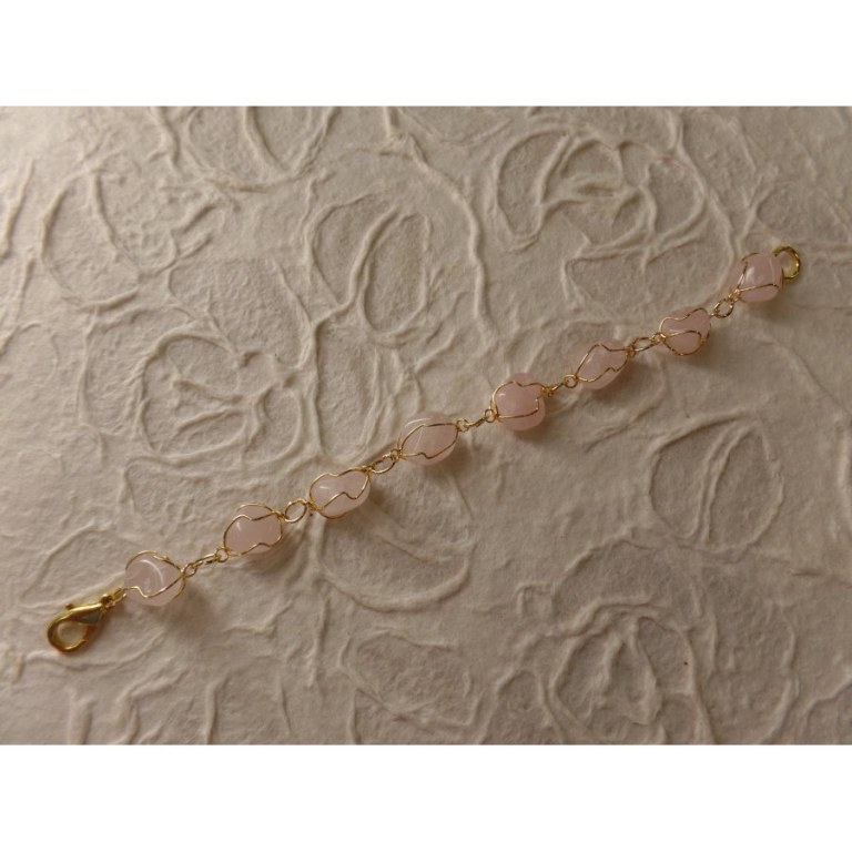 Bracelet en perles quartz rose