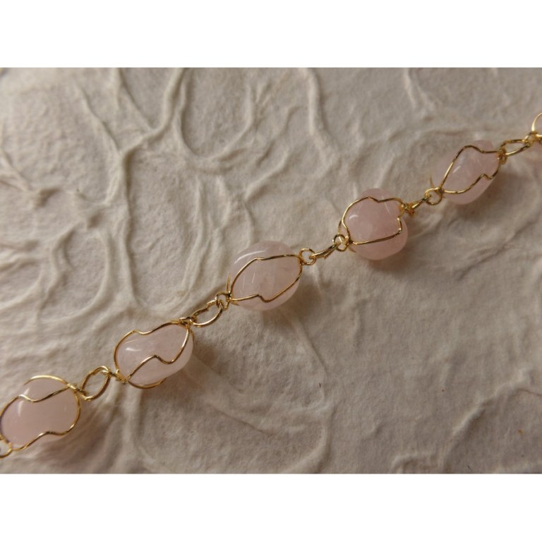 Bracelet en perles quartz rose